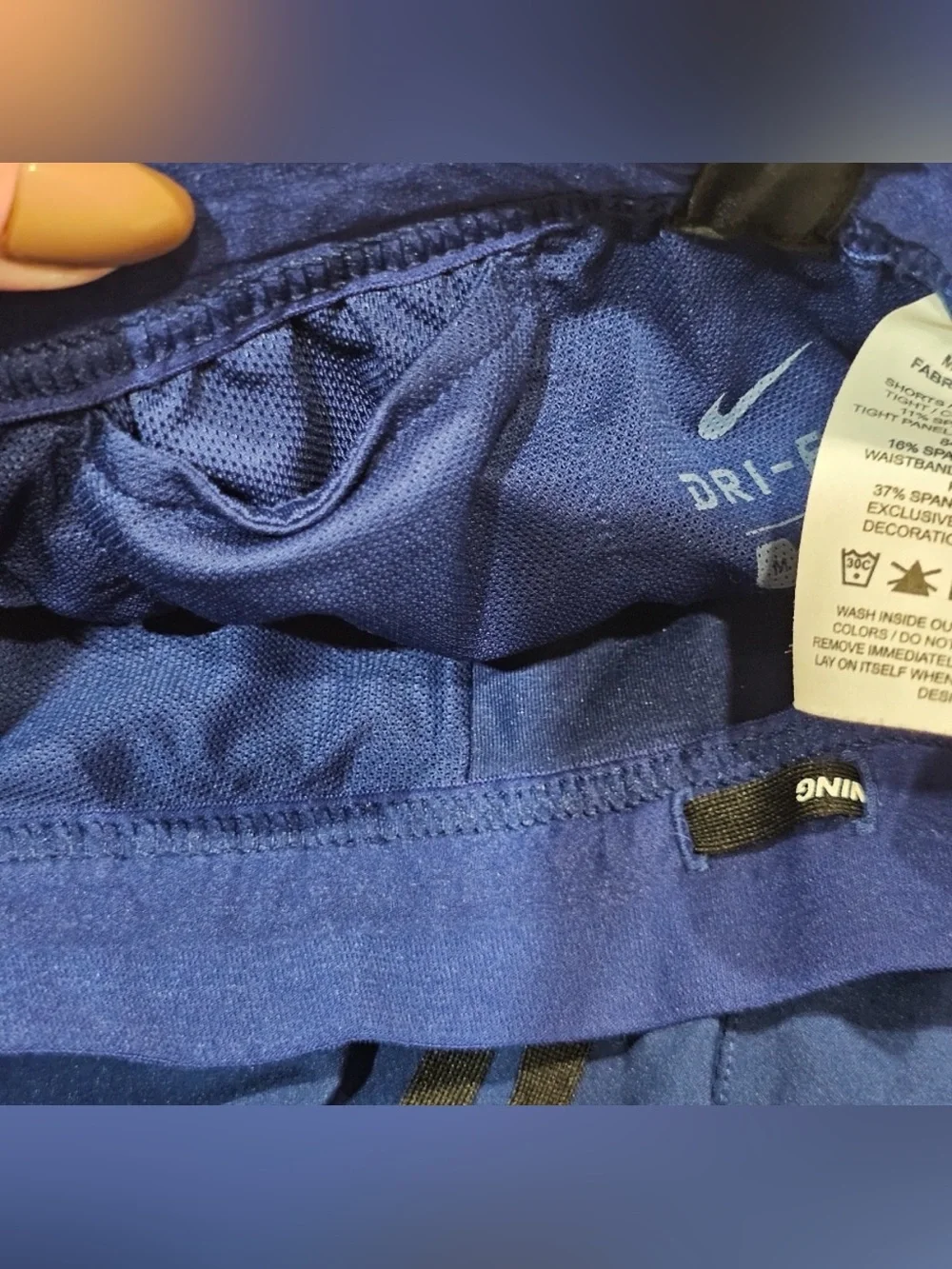 2 pair of Nike Running Shorts blue and black zipper pockets 7 inch lined